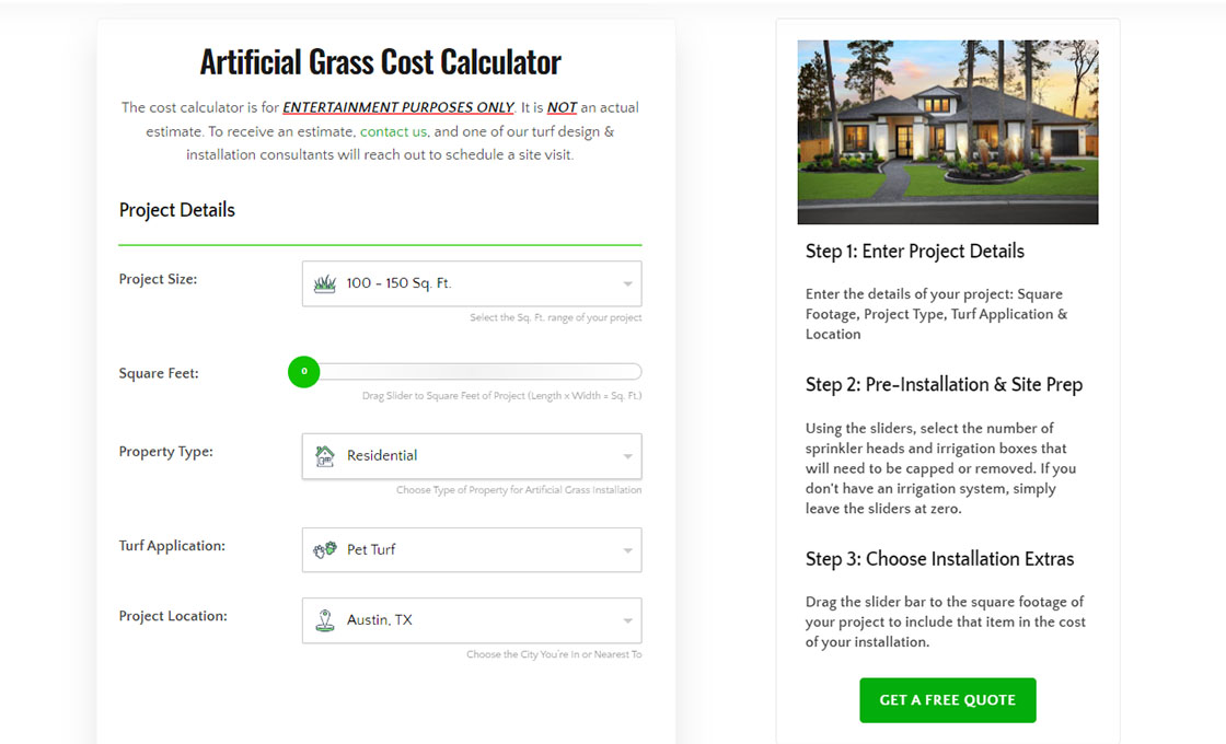 Artificial Grass Cost Calculator