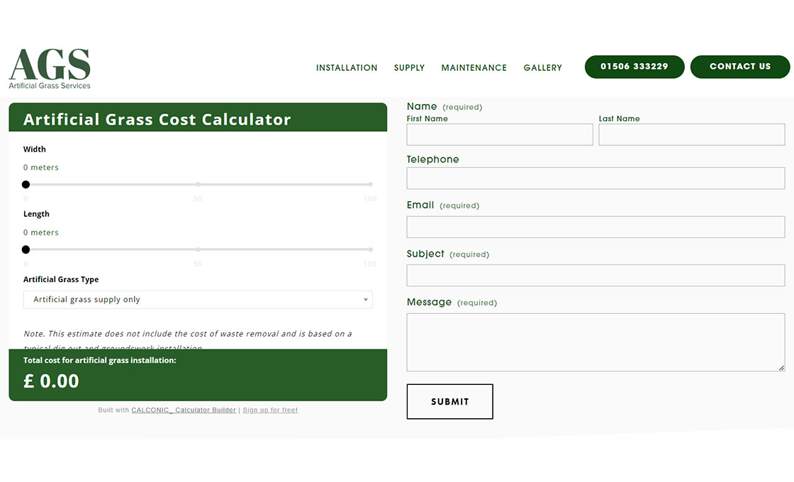 Artificial Grass Cost Calculator
